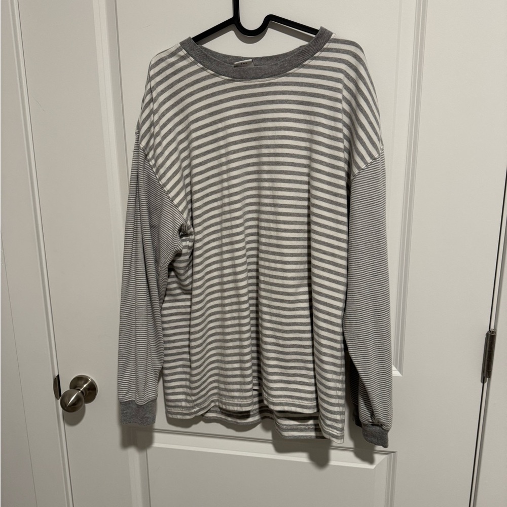 Urban Outfitters Gray and White Striped Top